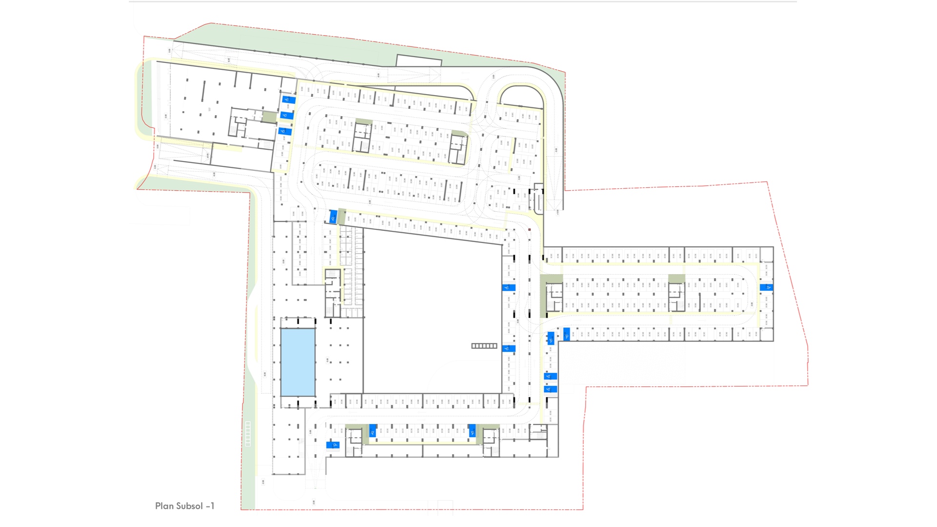 Planul tehnic subsol -1 al Ansamblului rezidential Qualis Brasov