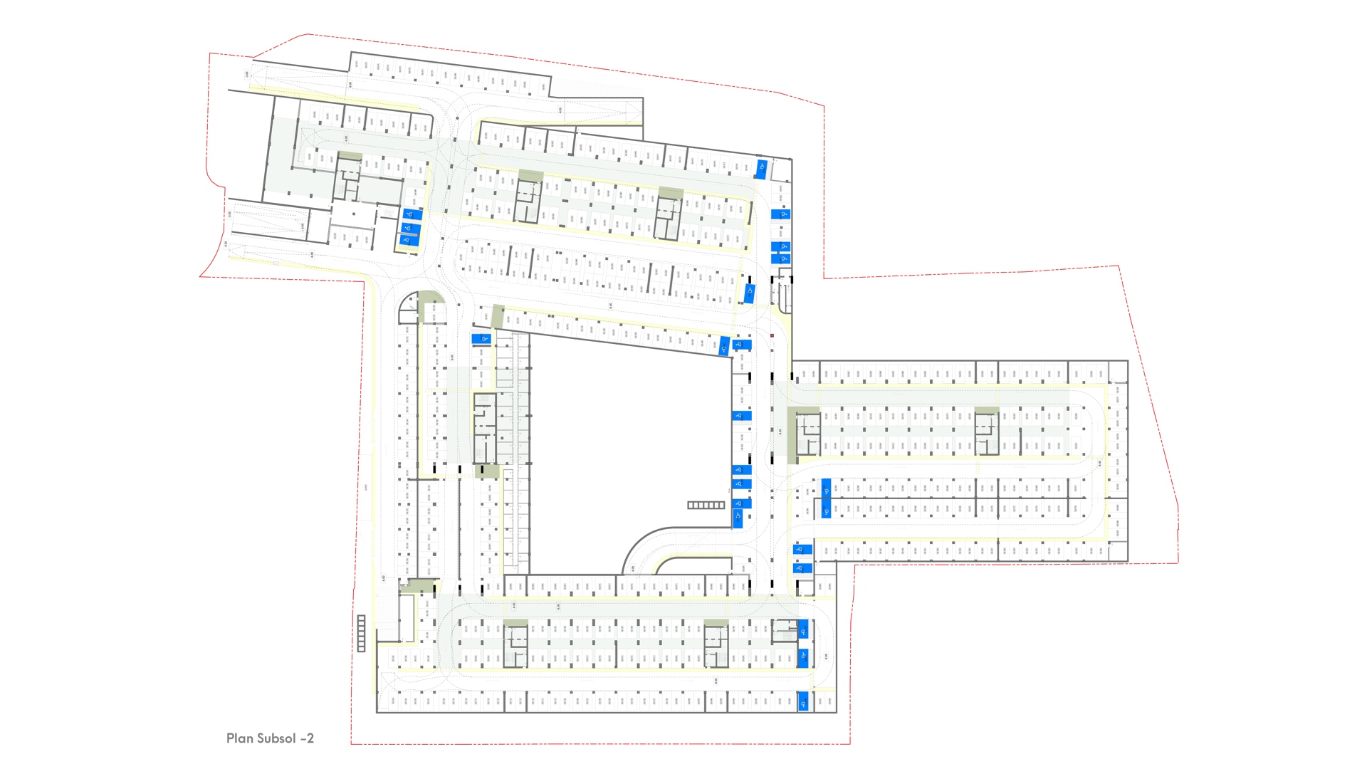 Planul tehnic subsol -2 al Ansamblului rezidential Qualis Brasov