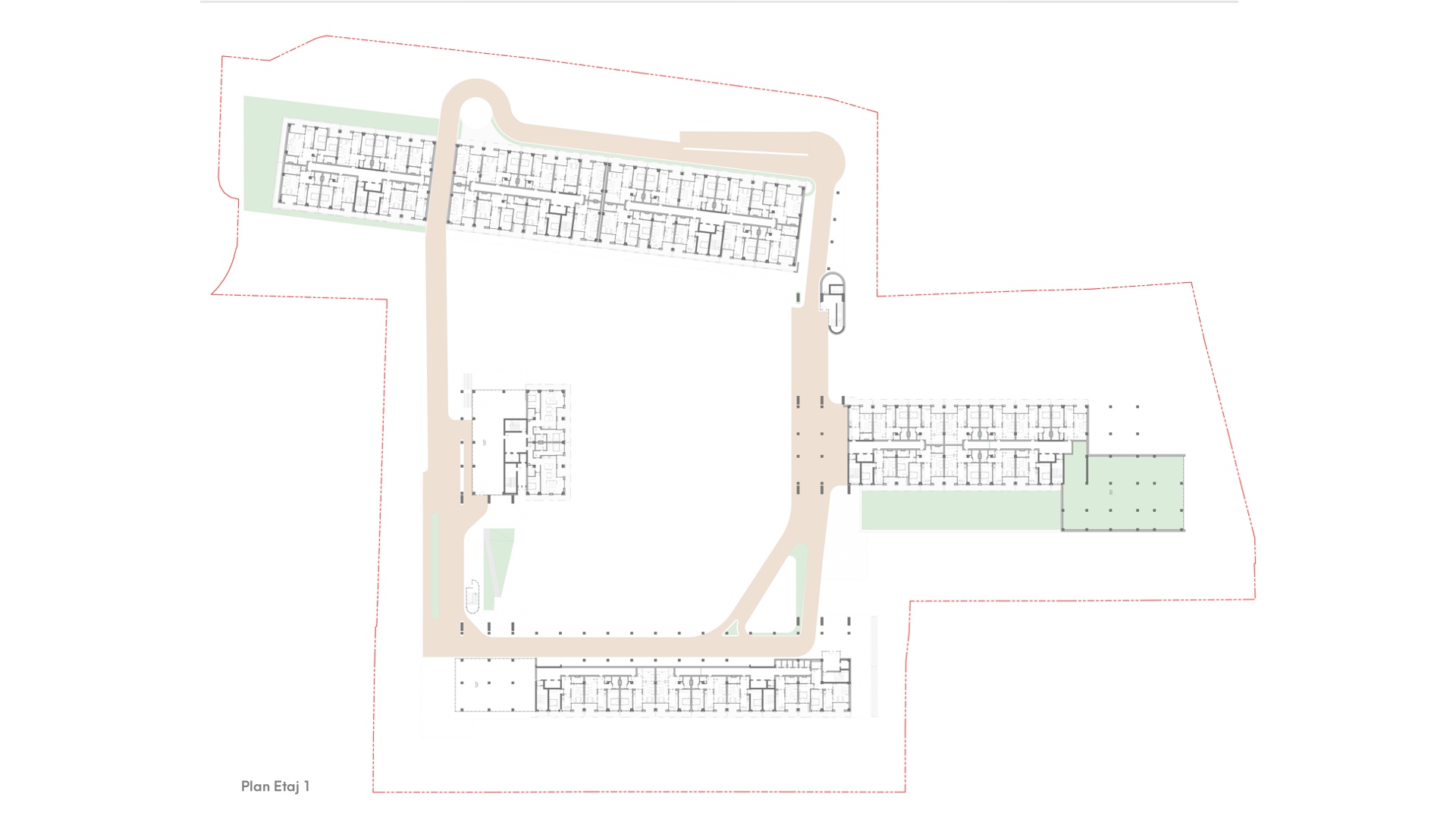 Planul tehnic al etajului 1 al Ansamblului rezidential Qualis Brasov