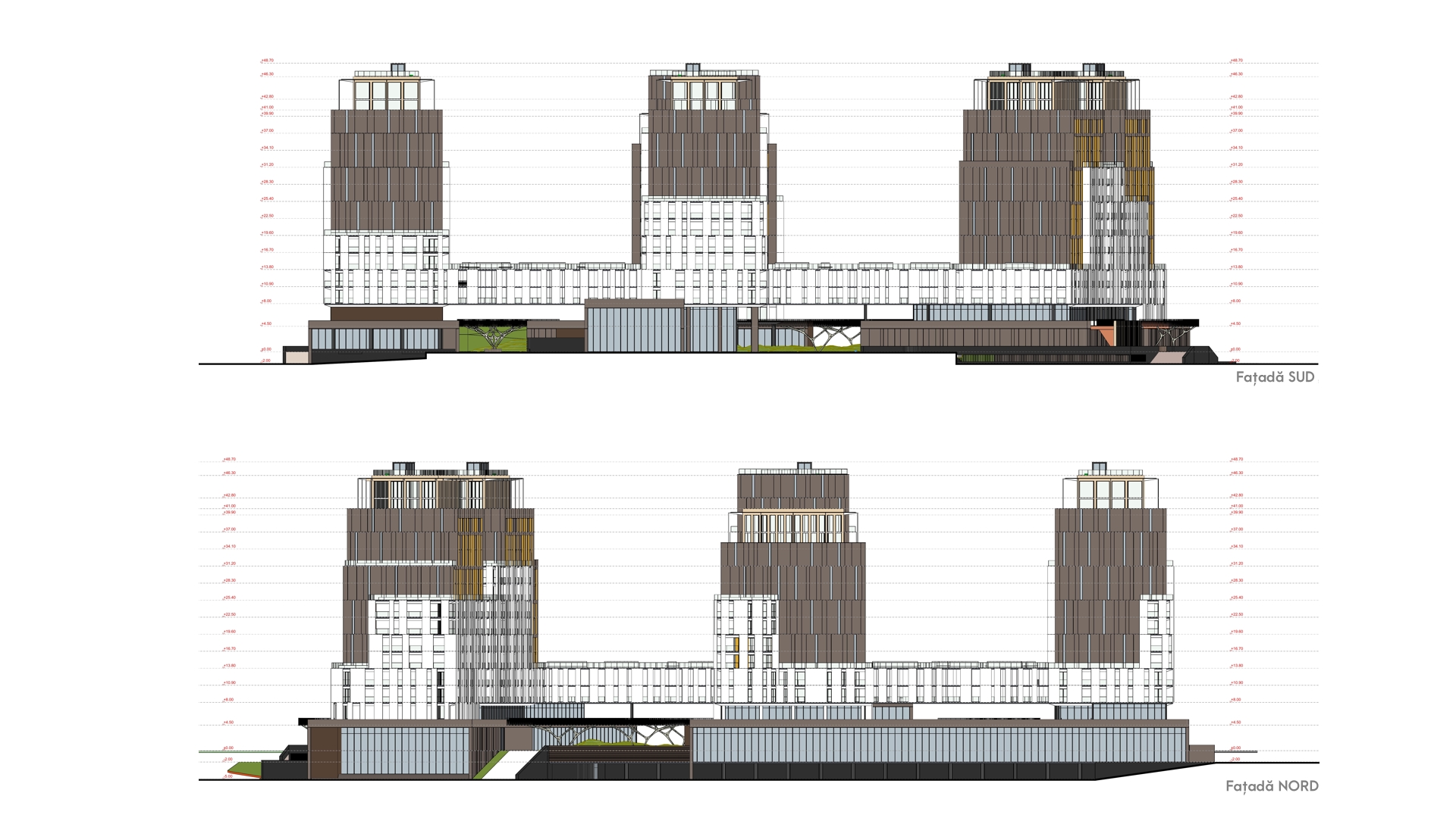 Fatadele de nord si sud ale Ansamblului rezidential Qualis Brasov