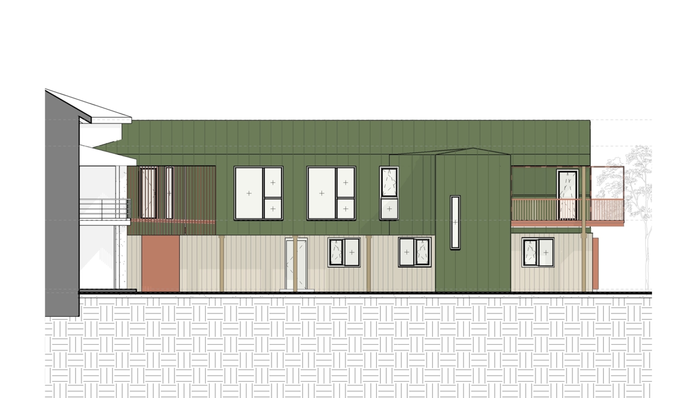 Fațada principală a clădirii extinse