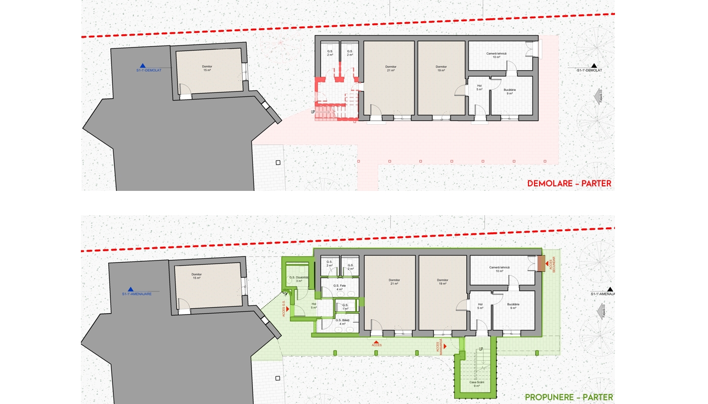 Proiect de demolare și propunere parter pentru o construcție existenă